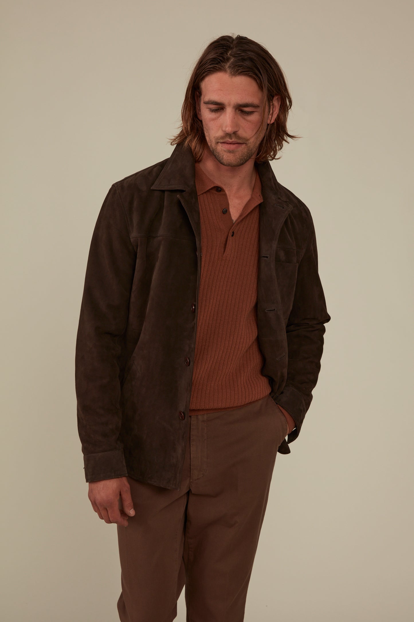 Hampden Cashmere/Wool Long Sleeved Polo - Ochre