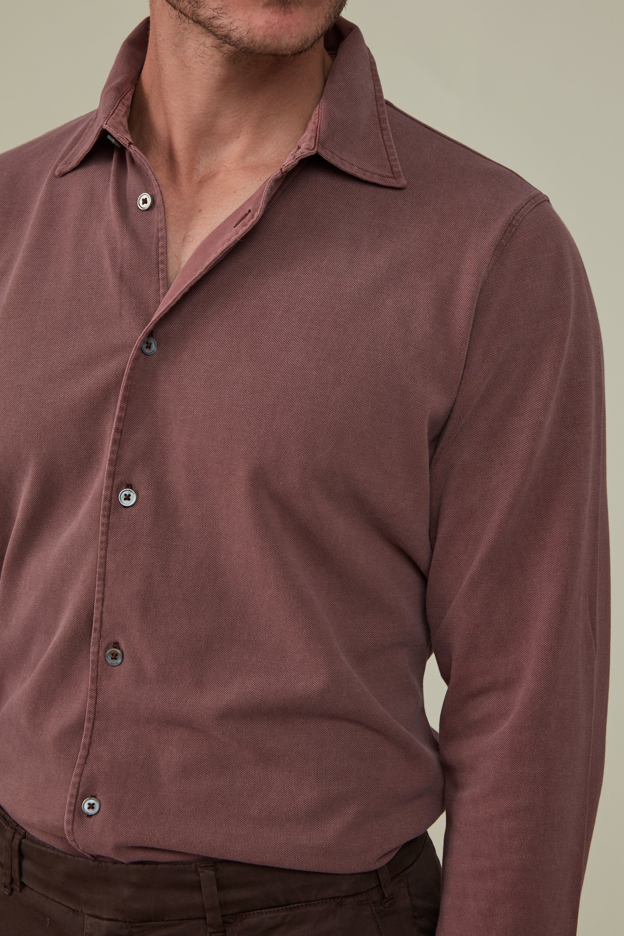 Noosa Long Sleeved Pique Cotton Shirt - Barbera