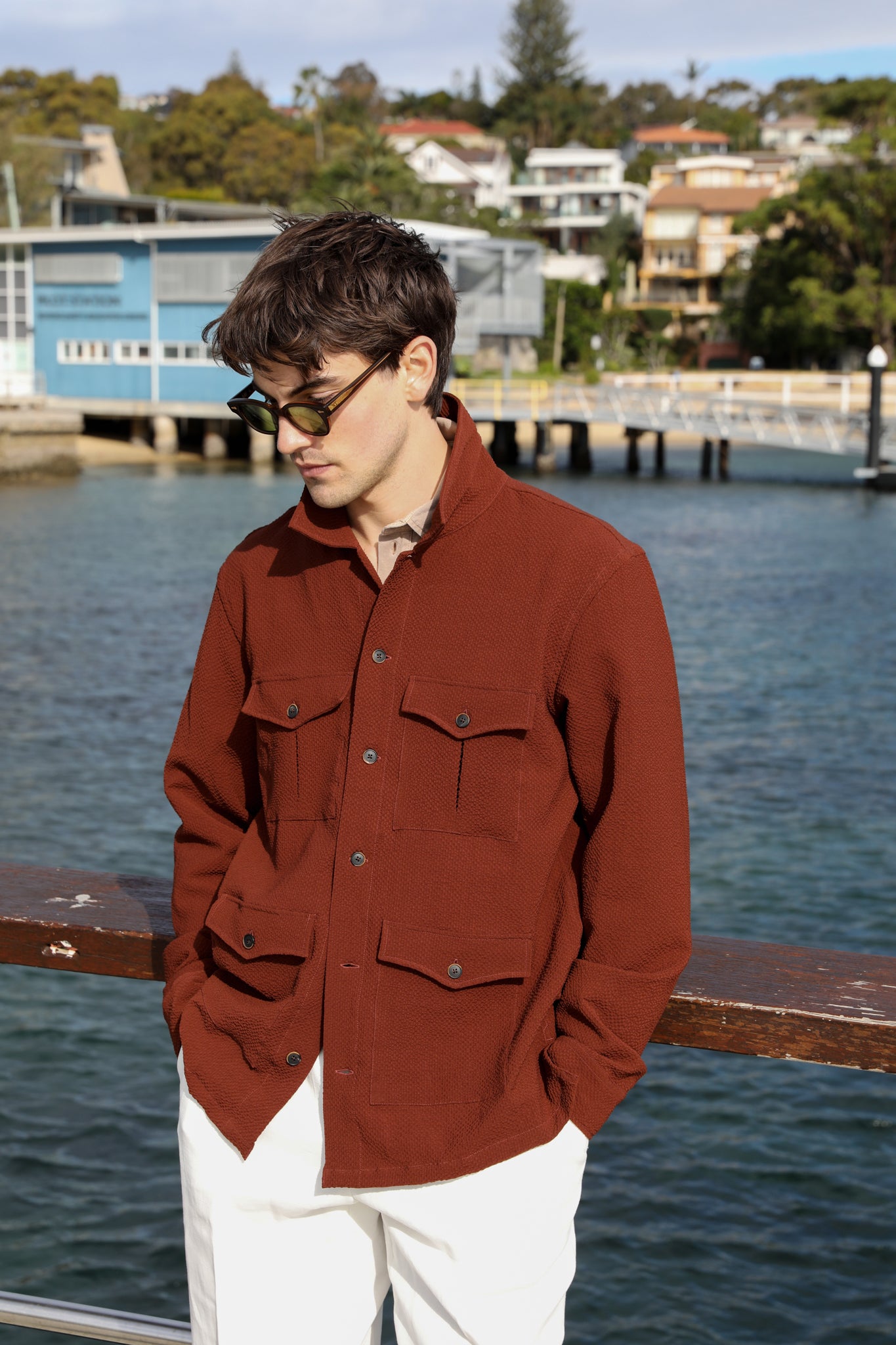 Clifton Seersucker Overshirt Virgin Wool and Mohair - Amaro