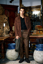 Suede Bomber -  Walnut