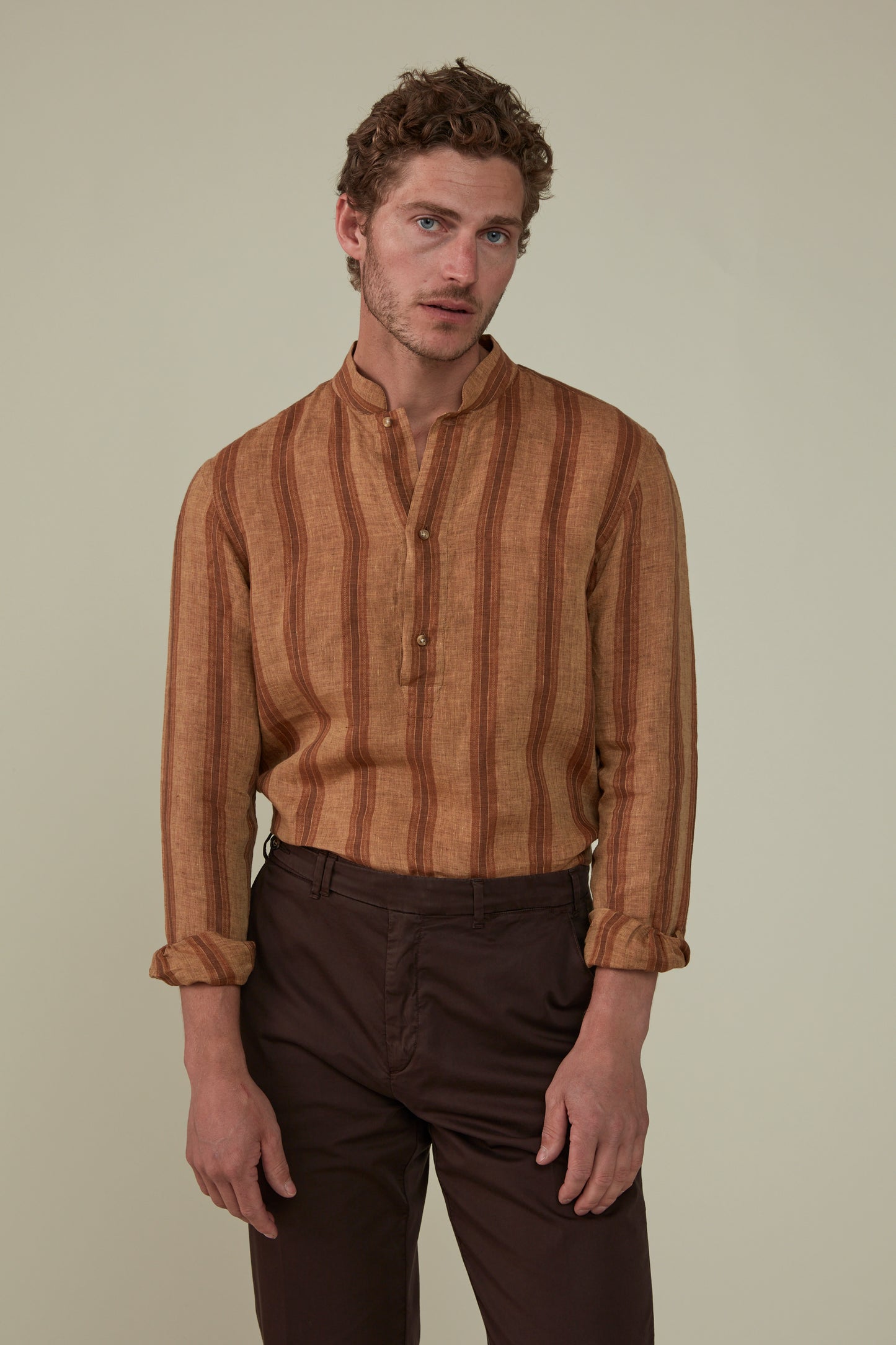 Linen Popover - Turmeric stripe - Very limited