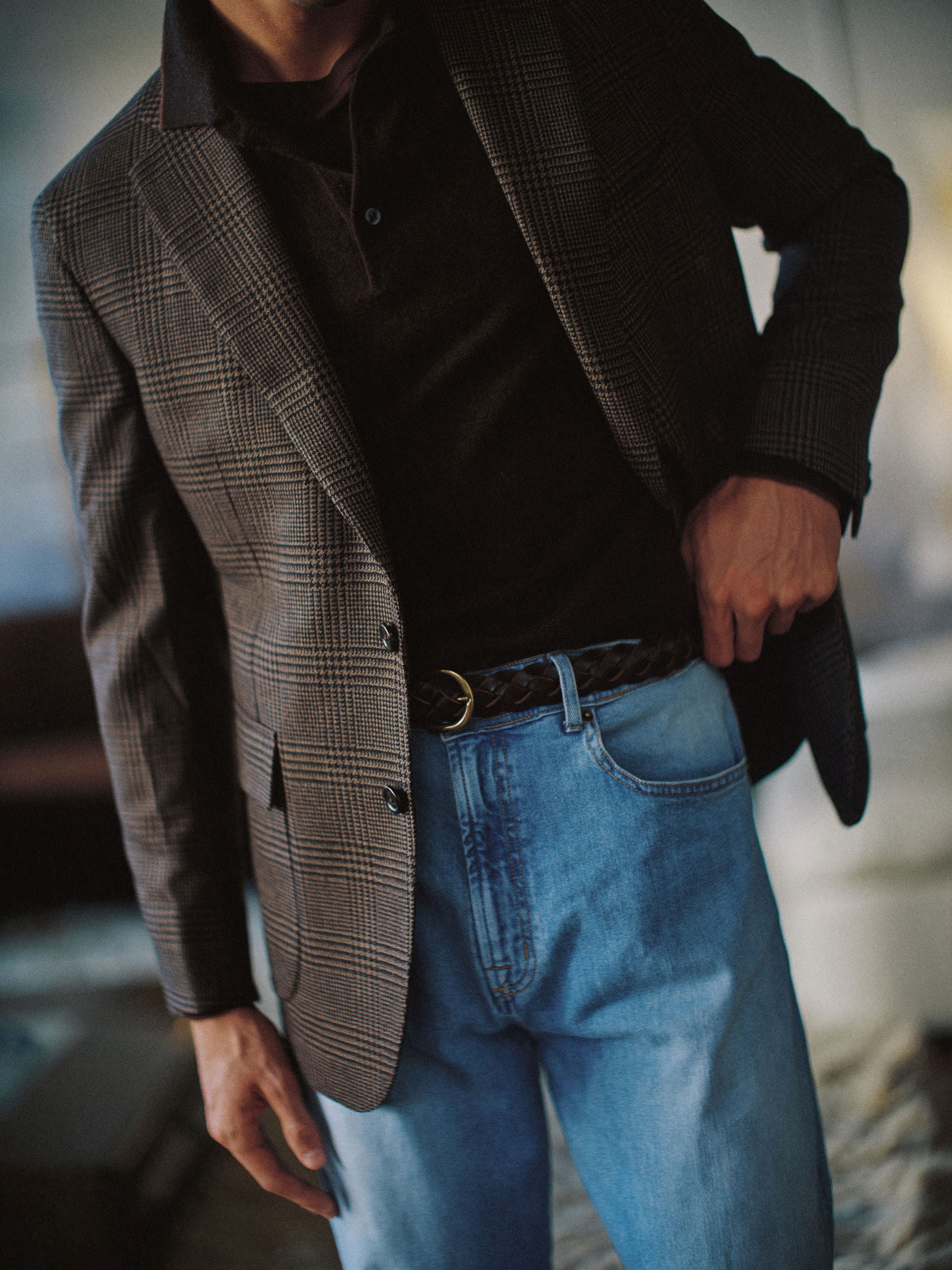 Apollo Blazer - Wool and Cashmere - Brown Prince of Wales