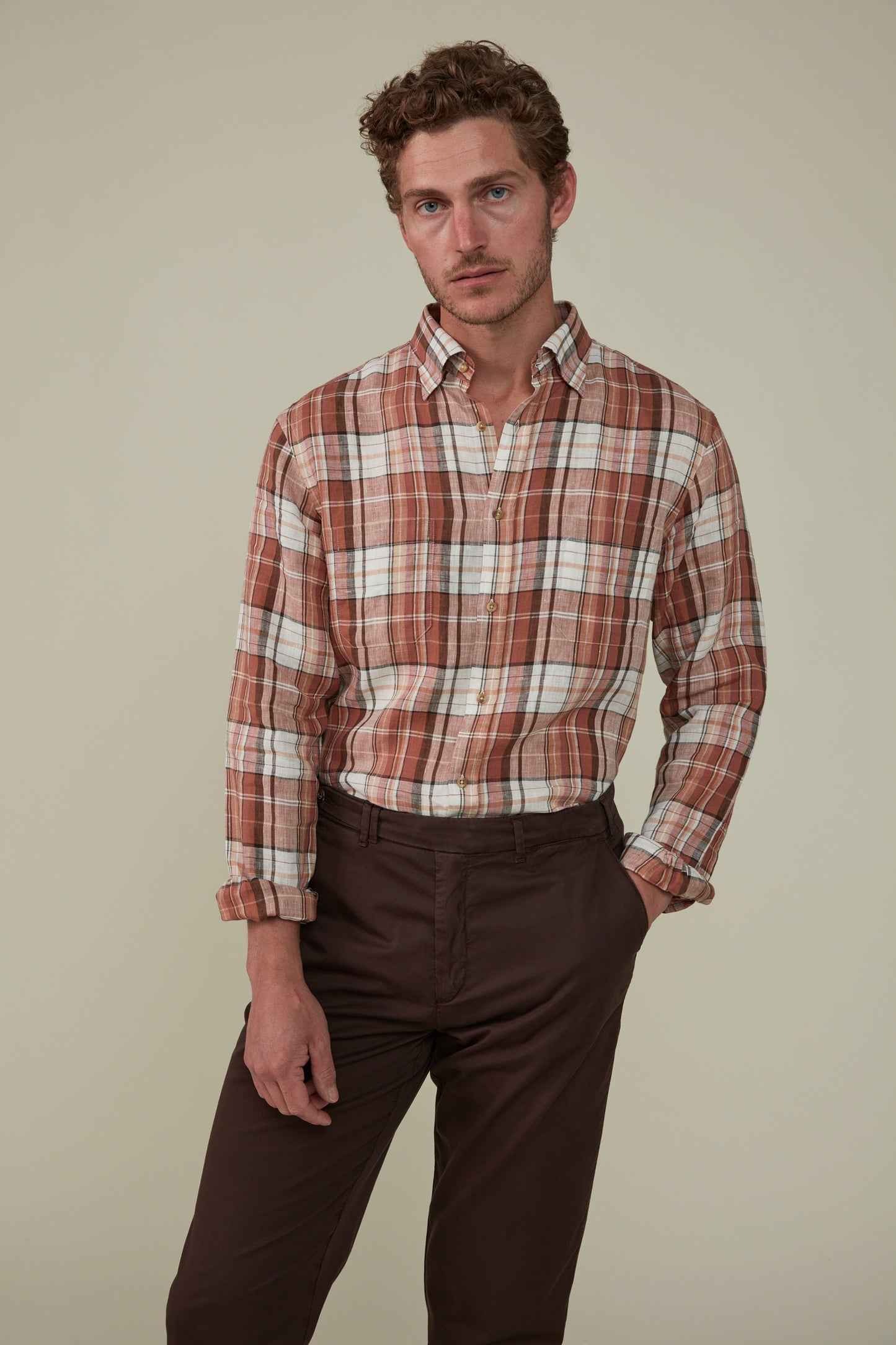Bronte Check Linen Shirt - Maxlin Coffee - Very limited