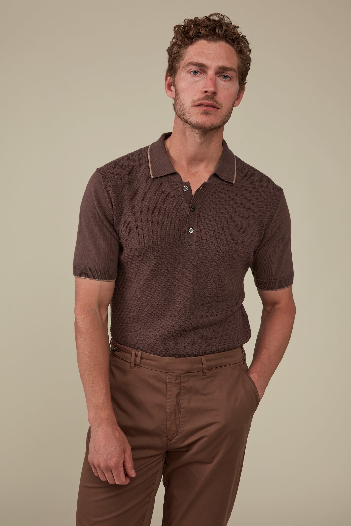 Sorrento Short Sleeved Knit Polo - Espresso