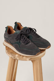 Byron Sneaker - Charcoal & Forest Green Suede