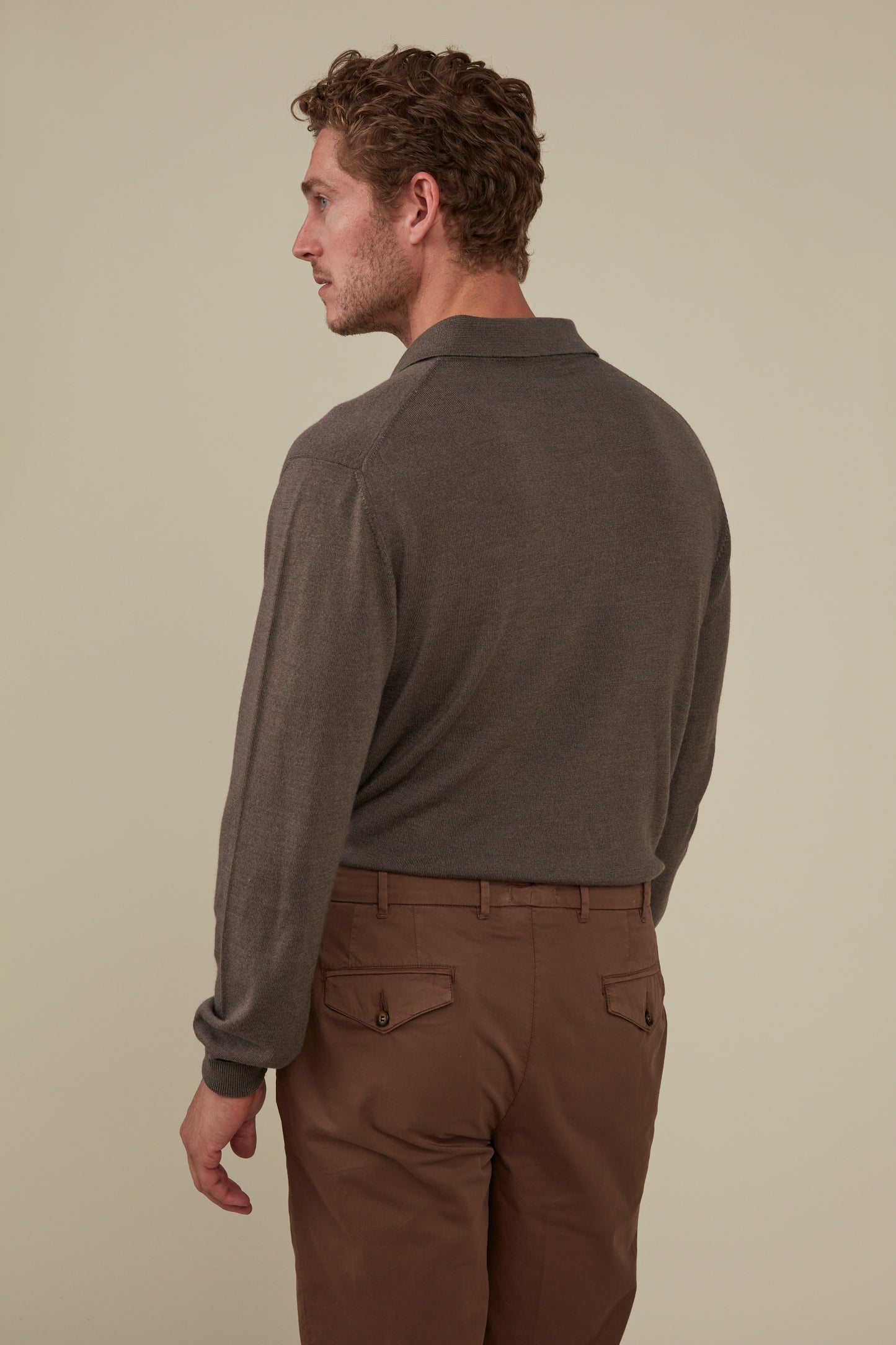 Daylesford Merino Long Sleeved Polo - Almond