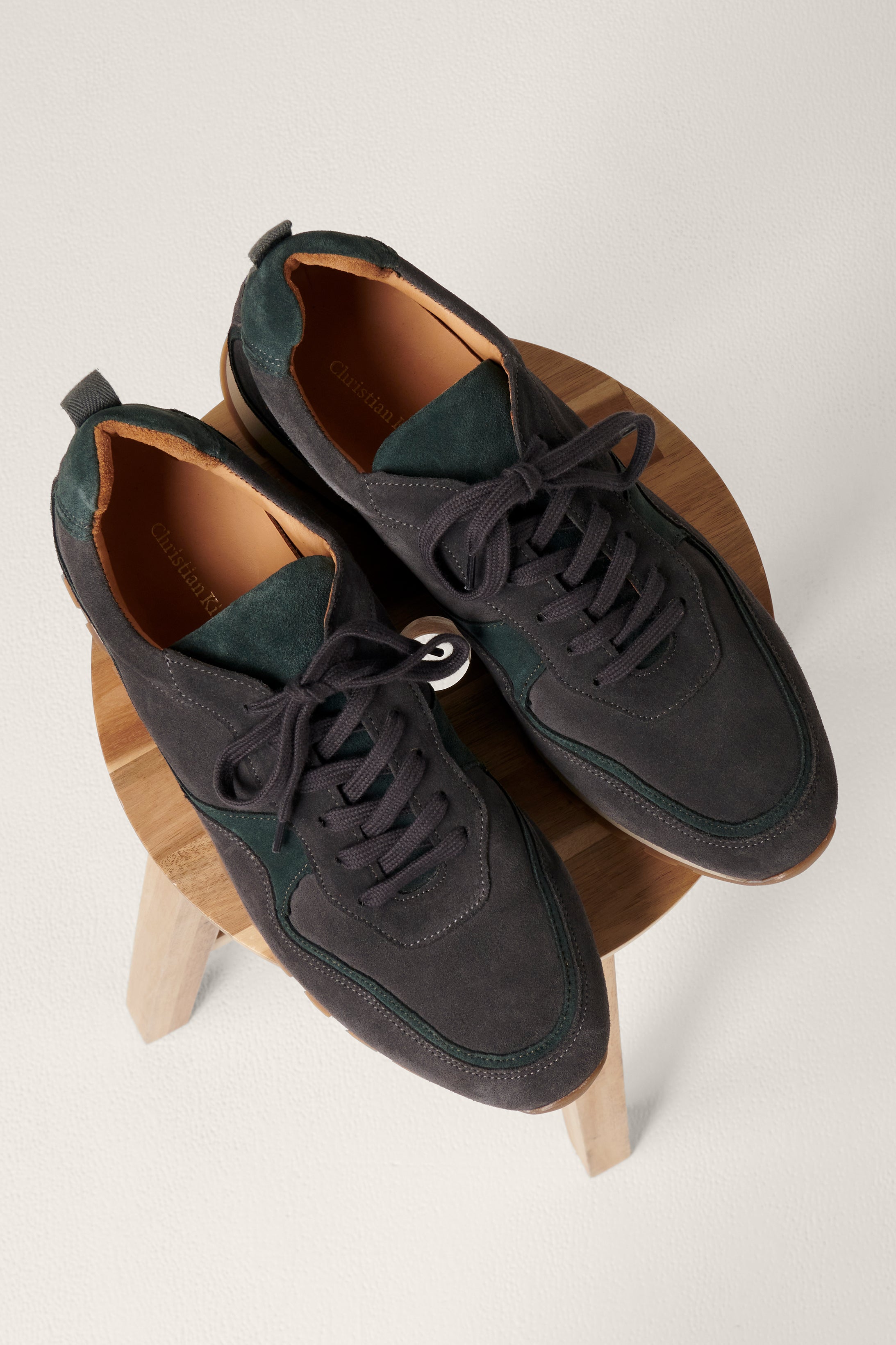 Byron Sneaker - Charcoal & Forest Green Suede
