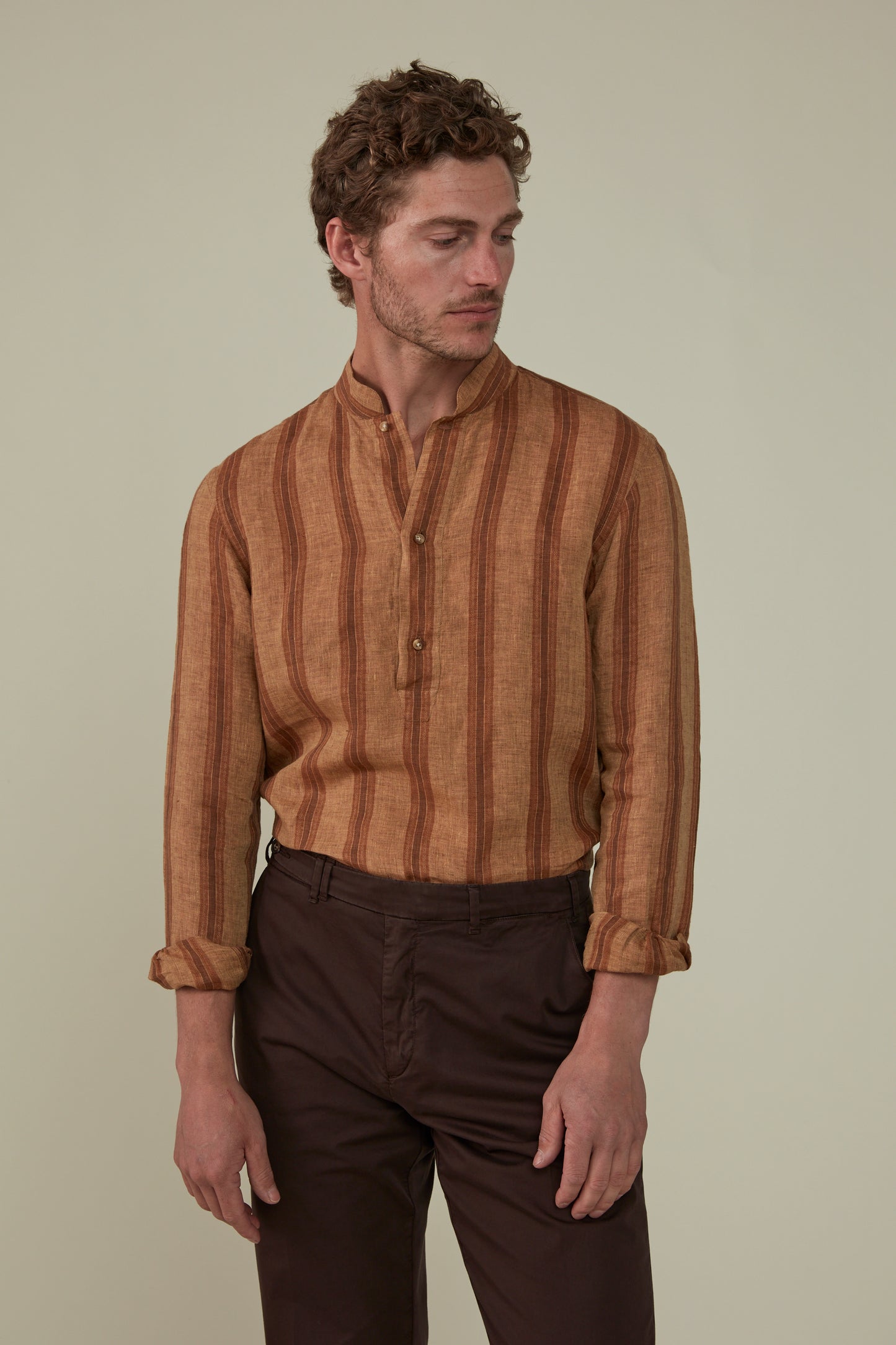 Linen Popover - Turmeric stripe - Very limited
