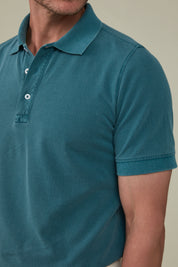 Rosebud Short Sleeved Polo - Garment-Dyed Petrol