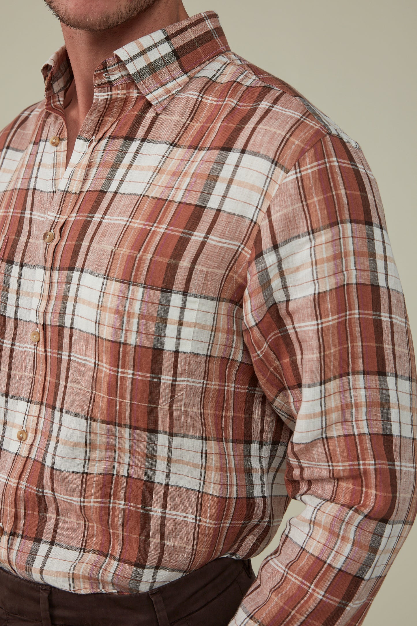 Bronte Check Linen Shirt - Maxlin Coffee - Very limited