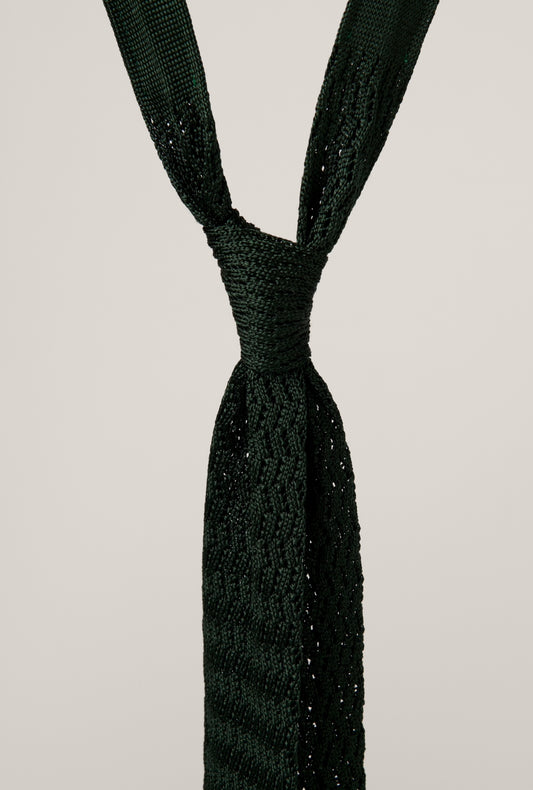 Knitted Tie - Silk - Forest Green