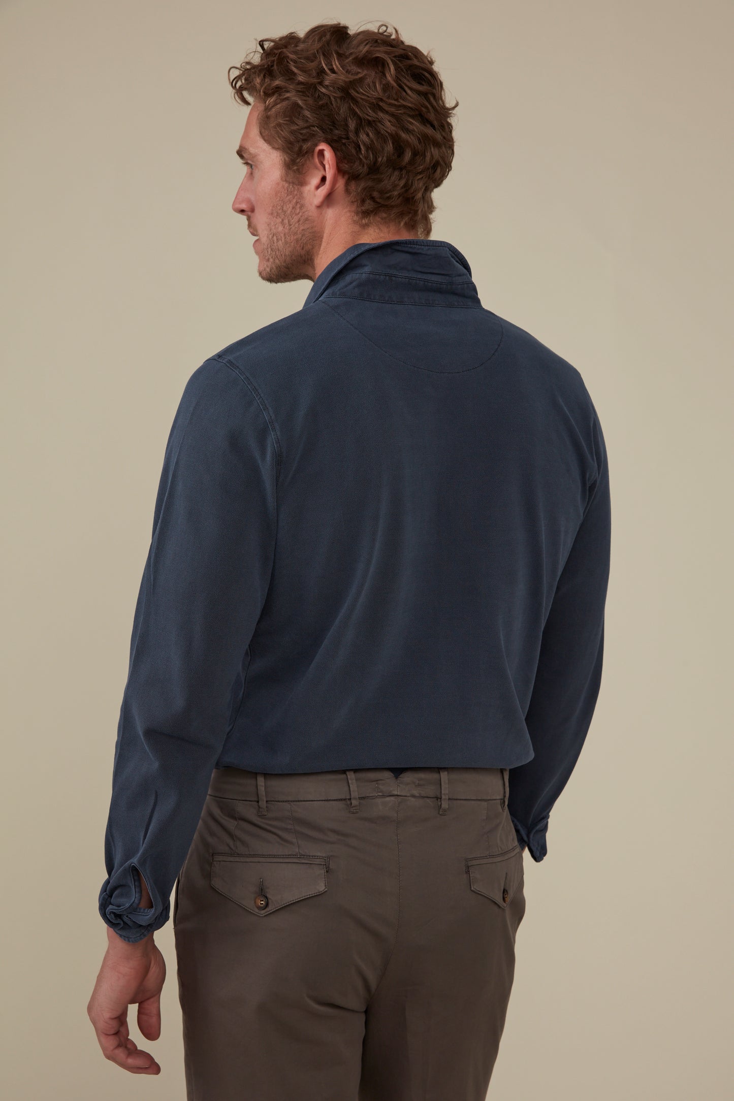 Noosa Long Sleeved Pique Cotton Shirt- Graphite