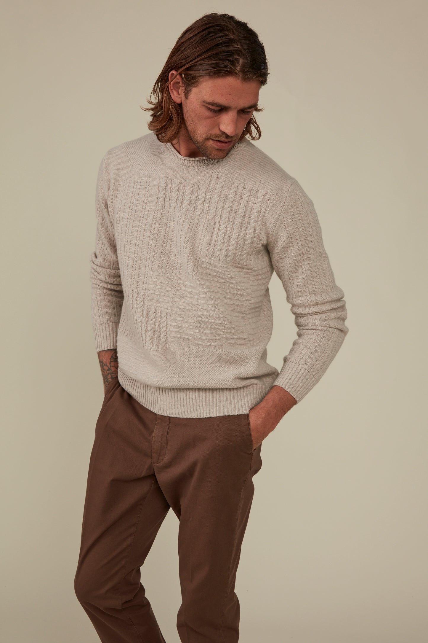 Albert wool/ cashmere crewneck - Ivory