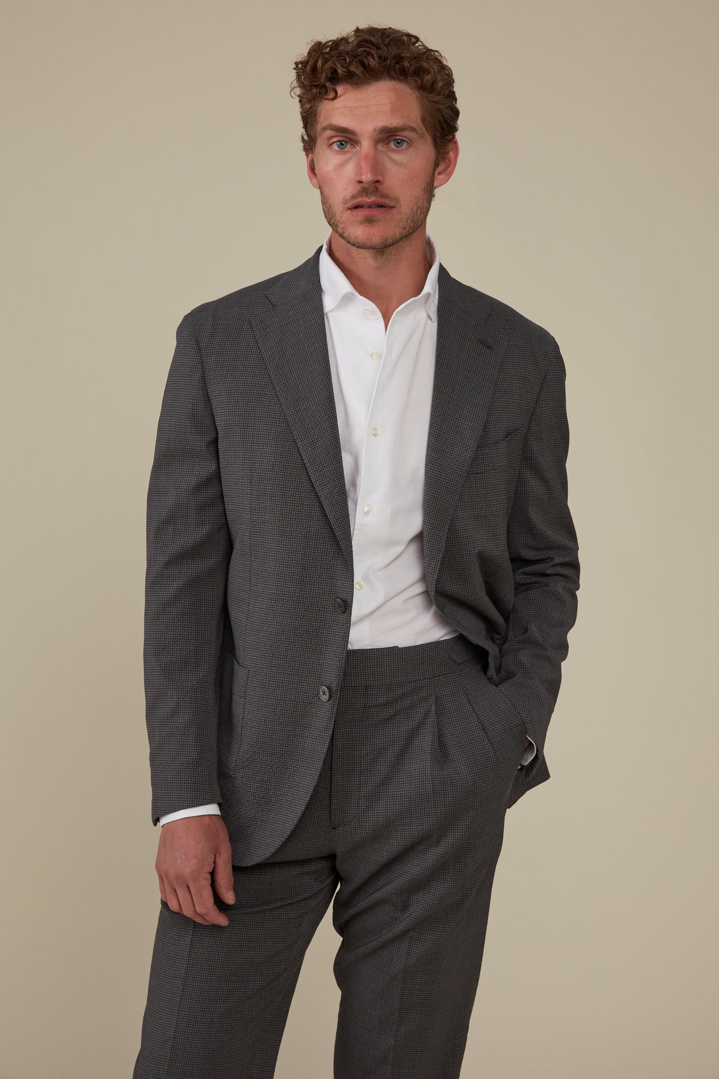 Commute-proof Architect Blazer -Mid Grey Wool Seersucker