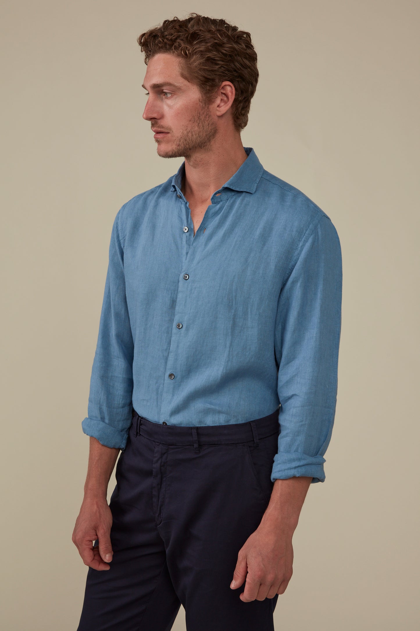Bronte Garment Dyed Linen Shirt - Sky