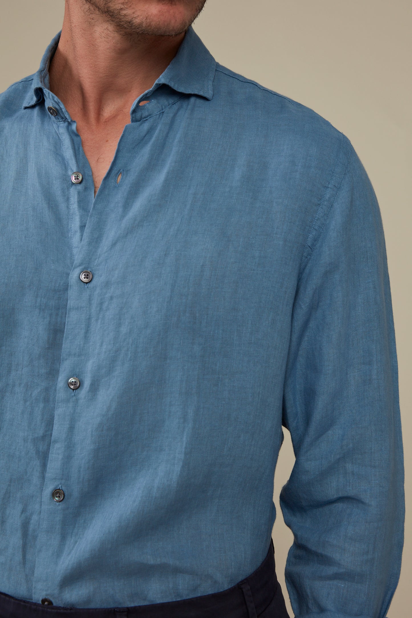 Bronte Garment Dyed Linen Shirt - Sky