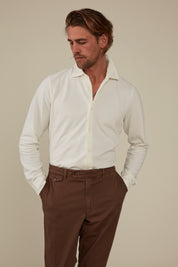 Noosa Long Sleeved Pique Cotton Shirt - Cumulus