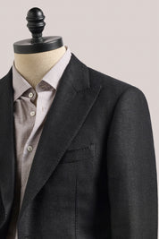 Apollo Unconstructed Blazer- Wool/Silk/Linen - Black Twill
