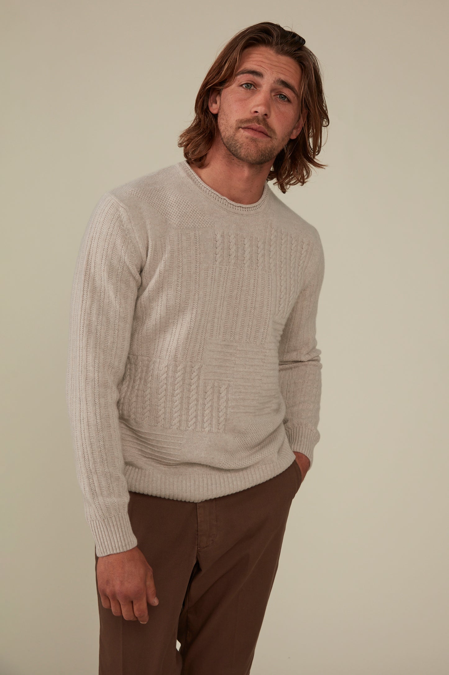 Albert wool/ cashmere crewneck - Ivory