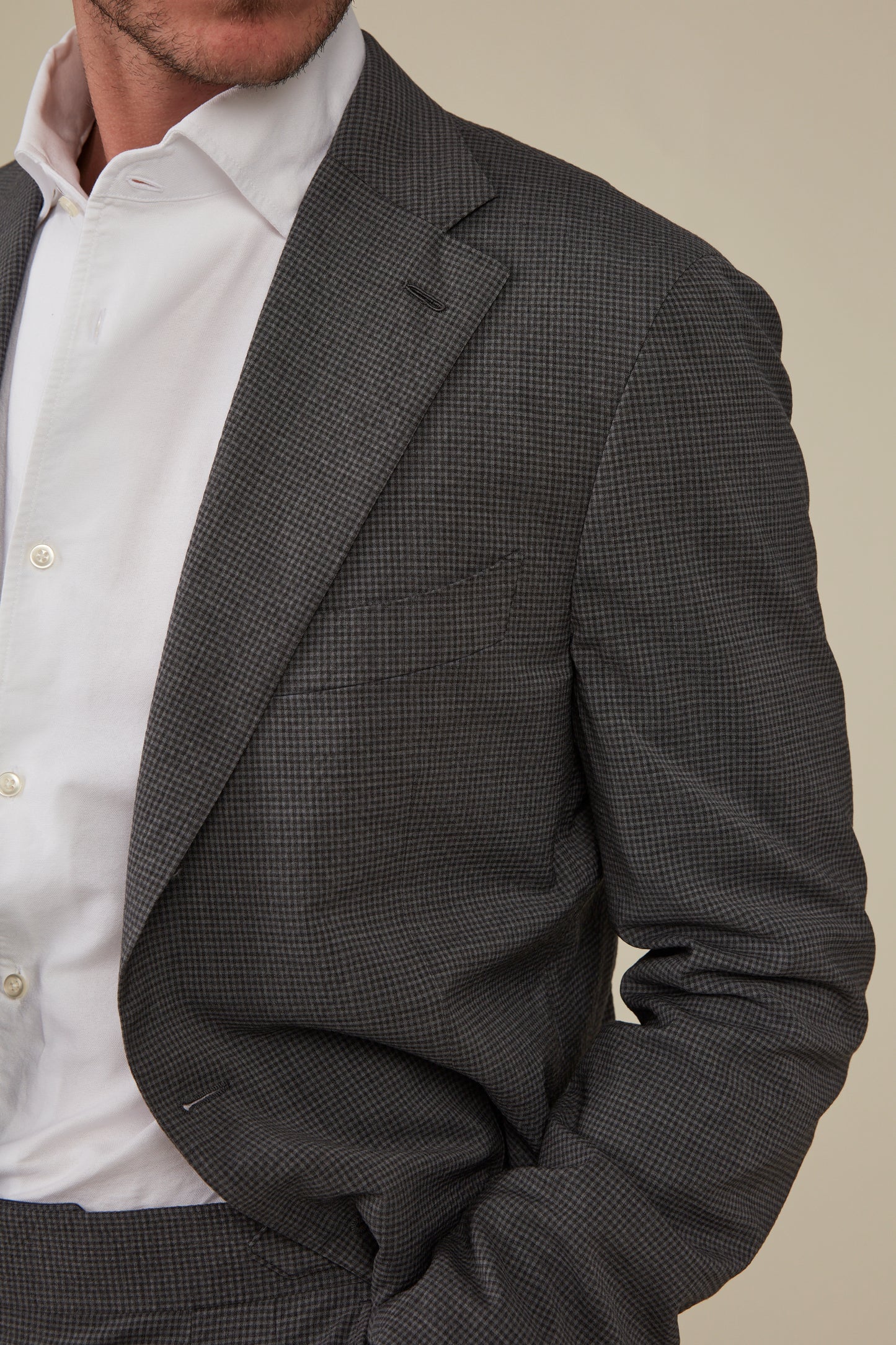 Commute-proof Architect Blazer -Mid Grey Wool Seersucker