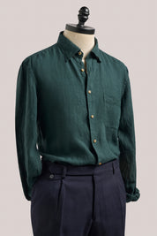 Bronte Garment Dyed Linen Shirt - Green Gables