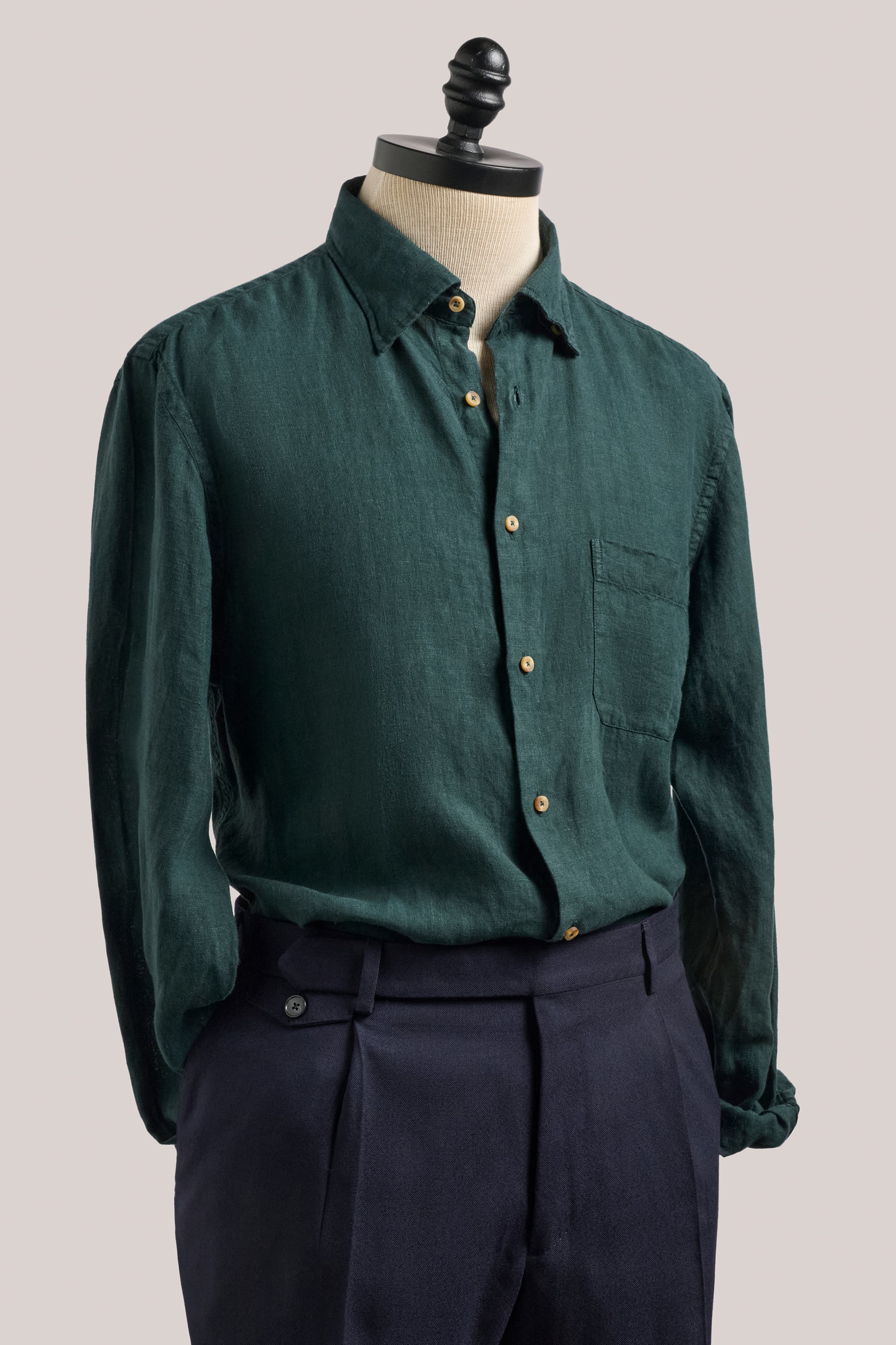 Bronte Garment Dyed Linen Shirt - Green Gables