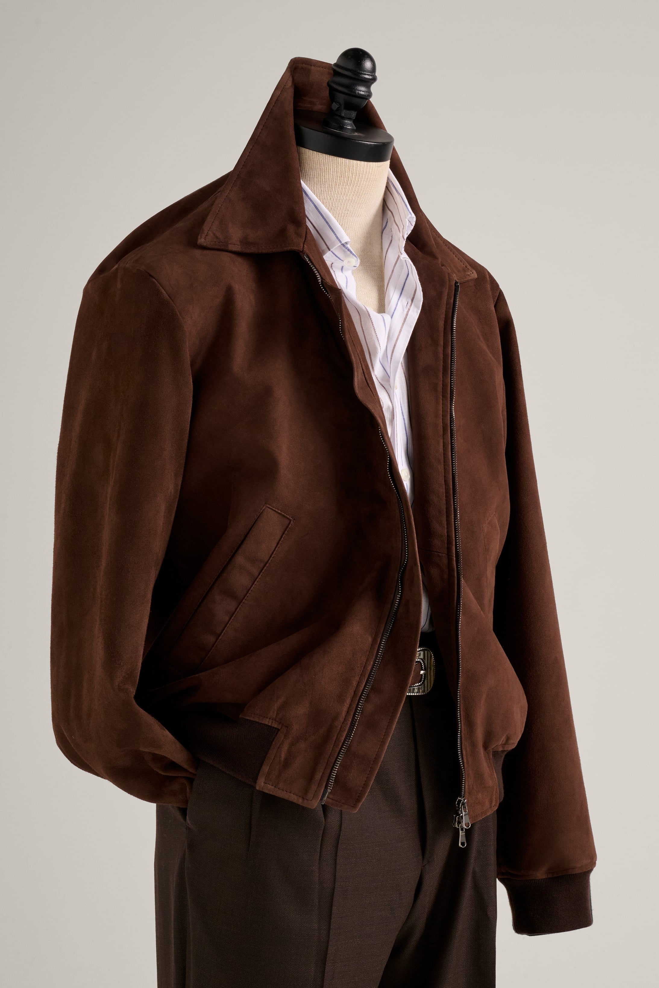 Suede Bomber -  Walnut