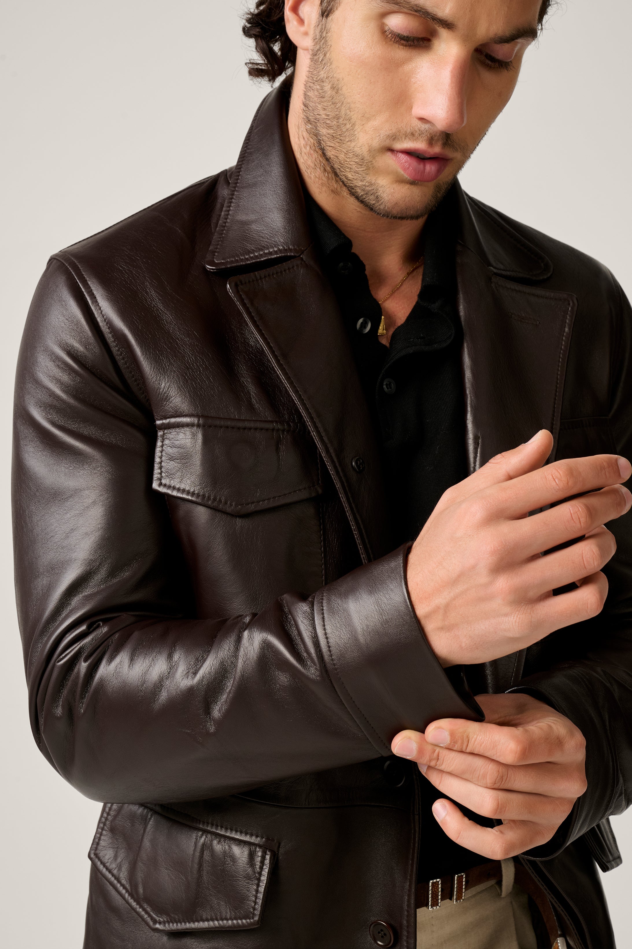 Kingsford Field Jacket - Leather - Chocolate