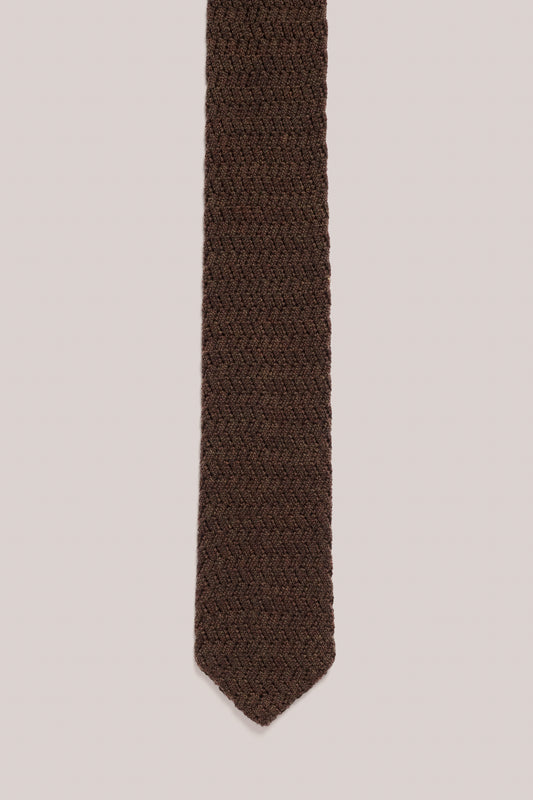 Knitted Tie - Wool - Chocolate