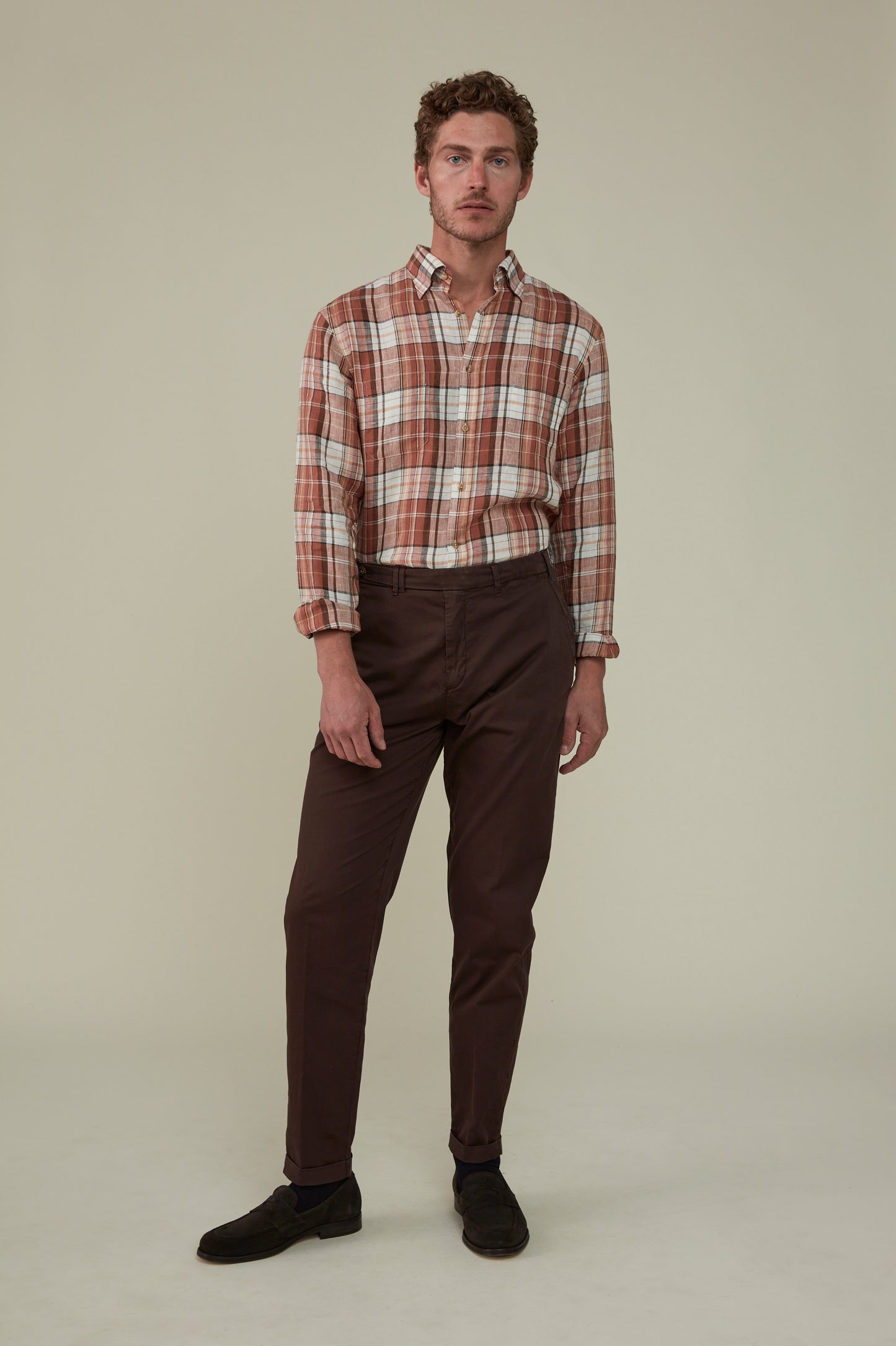Bronte Check Linen Shirt - Maxlin Coffee - Very limited