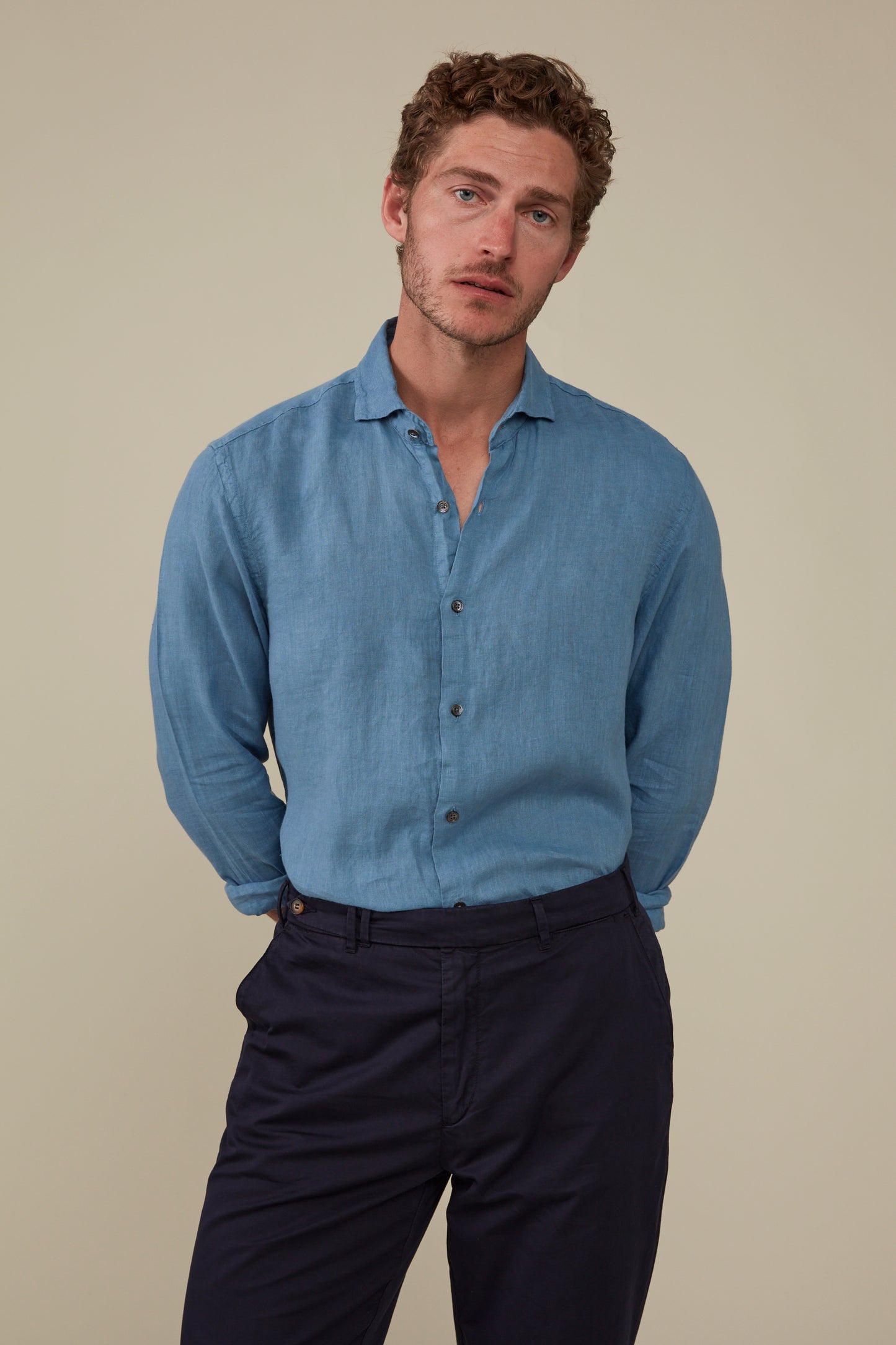 Bronte Garment Dyed Linen Shirt - Sky