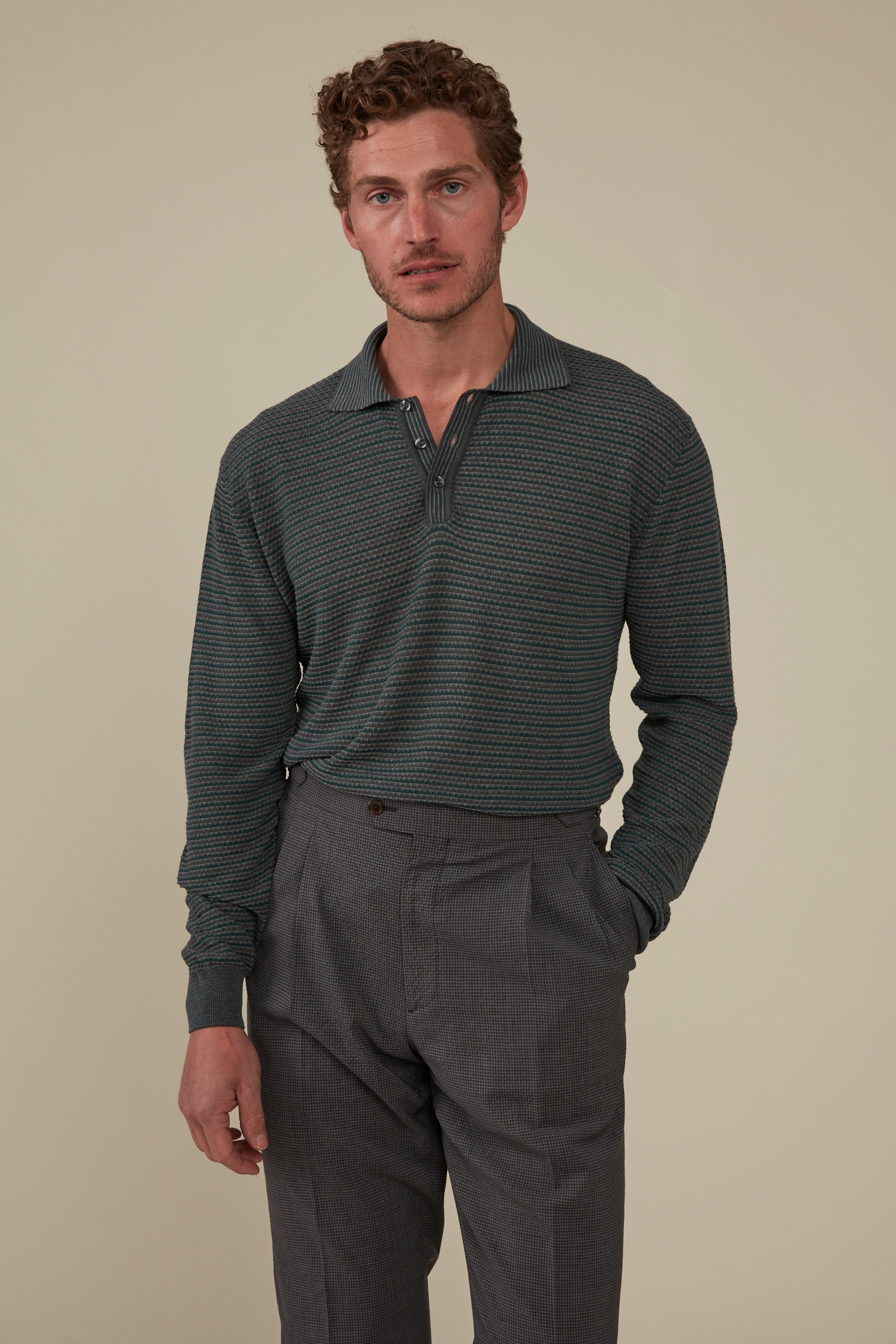 Inverloch Ice Cotton Long Sleeved Polo - Moss Green