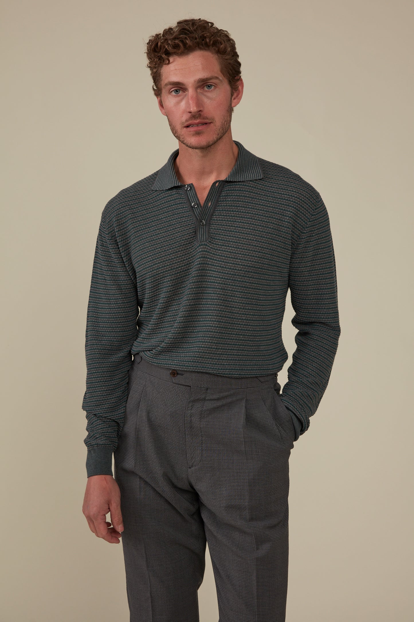 Inverloch Ice Cotton Long Sleeved Polo - Moss