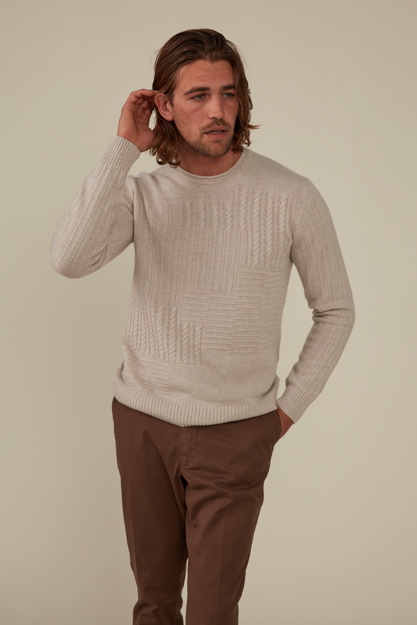 Albert wool/ cashmere crewneck - Ivory