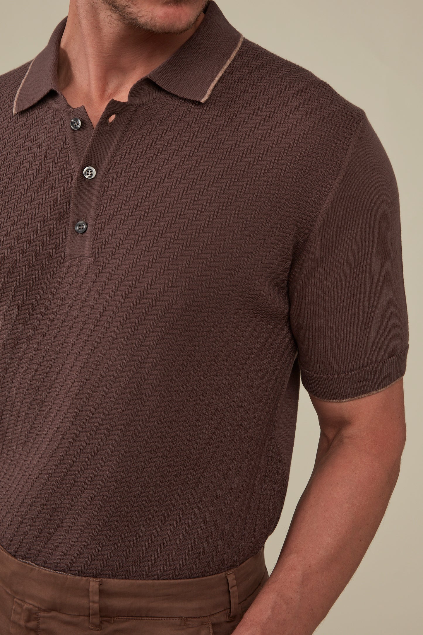 Sorrento Short Sleeved Knit Polo - Espresso