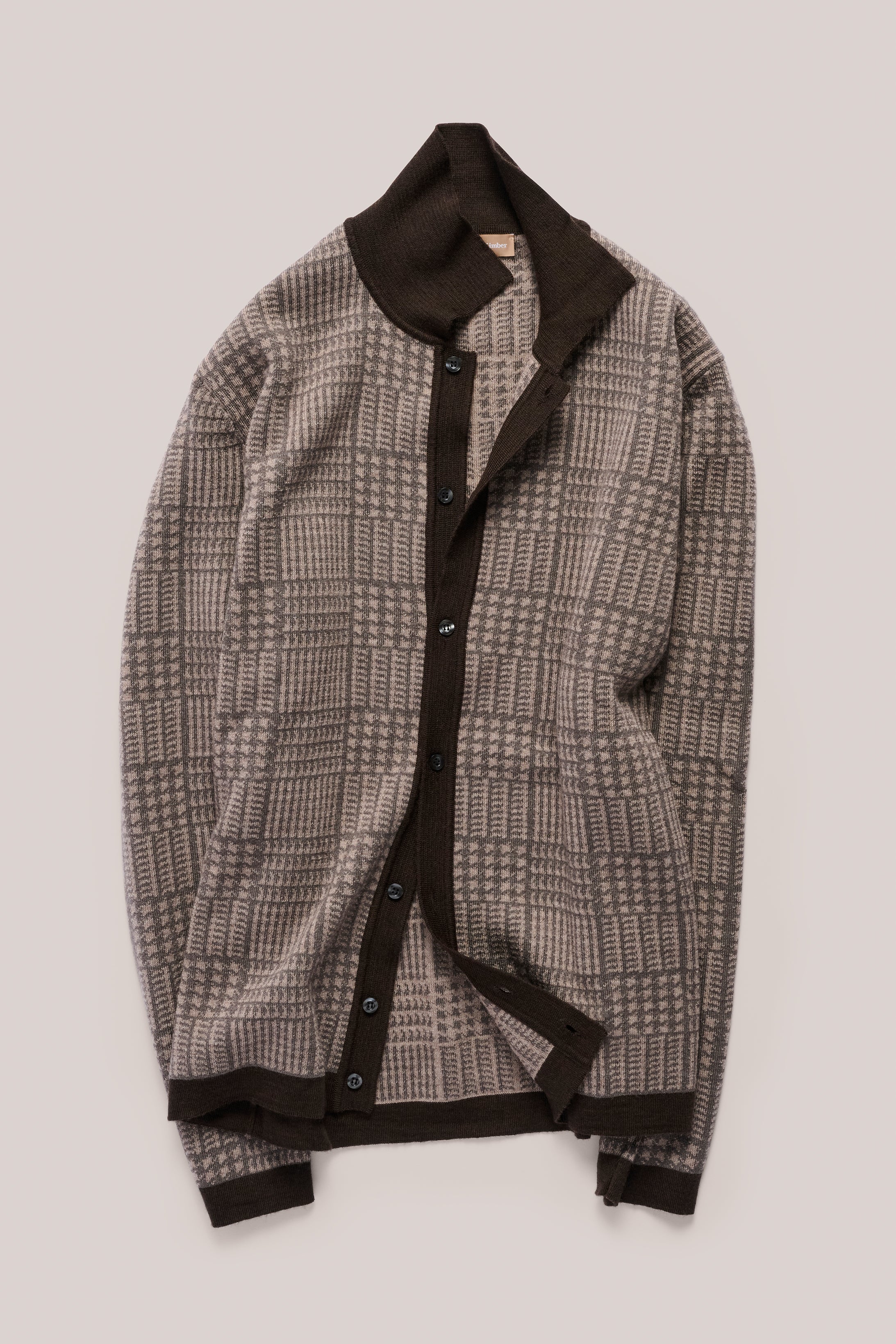 Prince of Wales Polo Cardigan - Chocolate