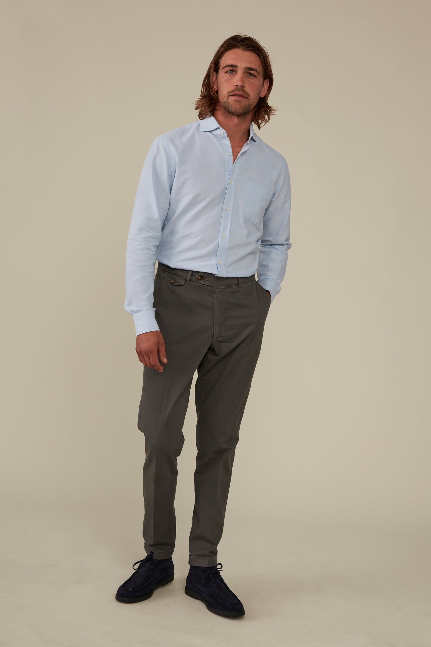Textured Cotton Chino - Grey