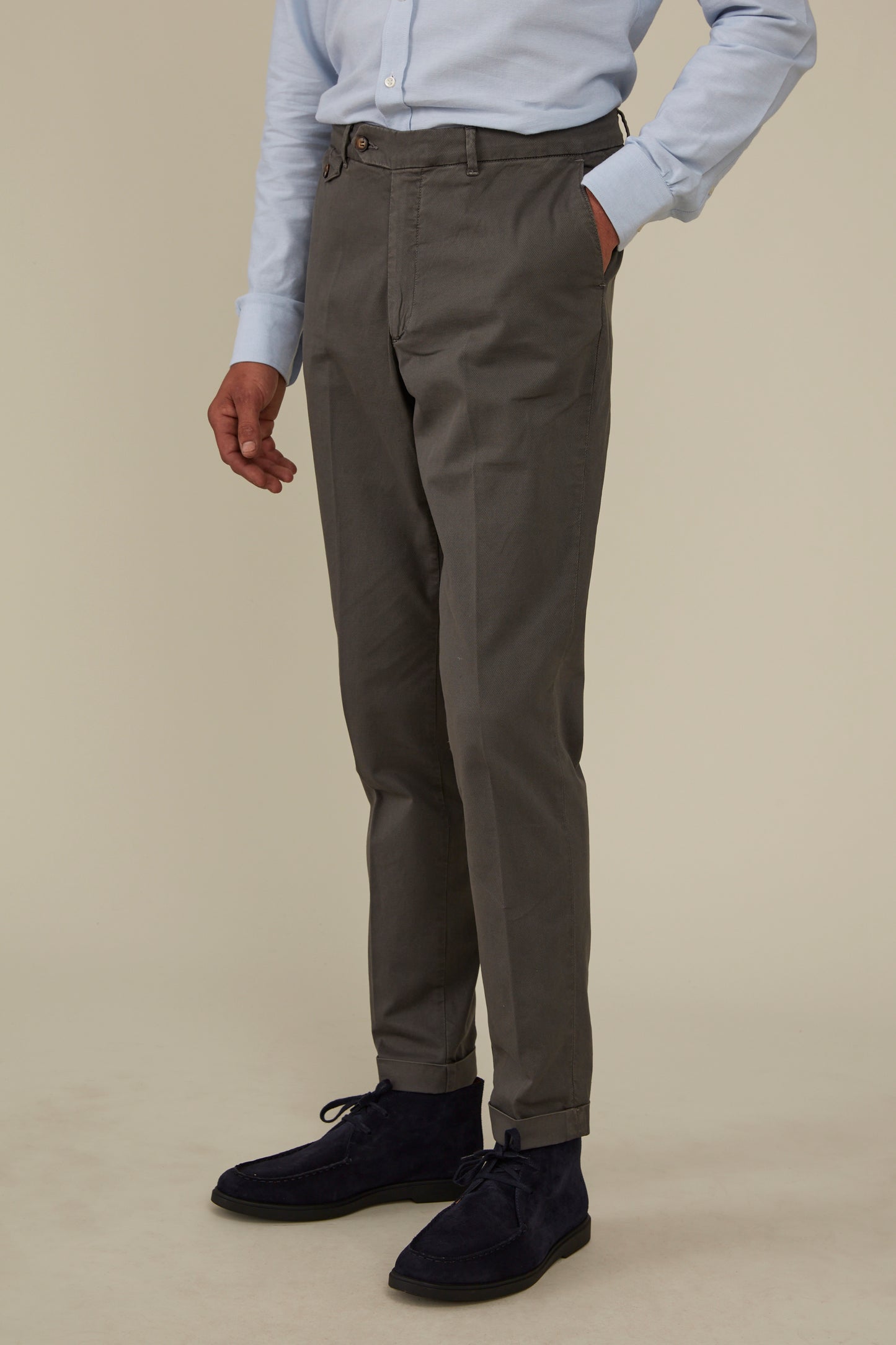 Textured Cotton Chino - Grey
