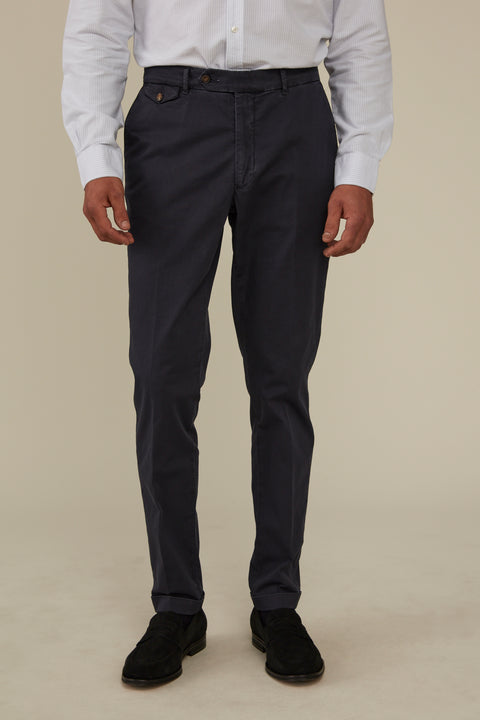 Textured Cotton Chino - Charcoal