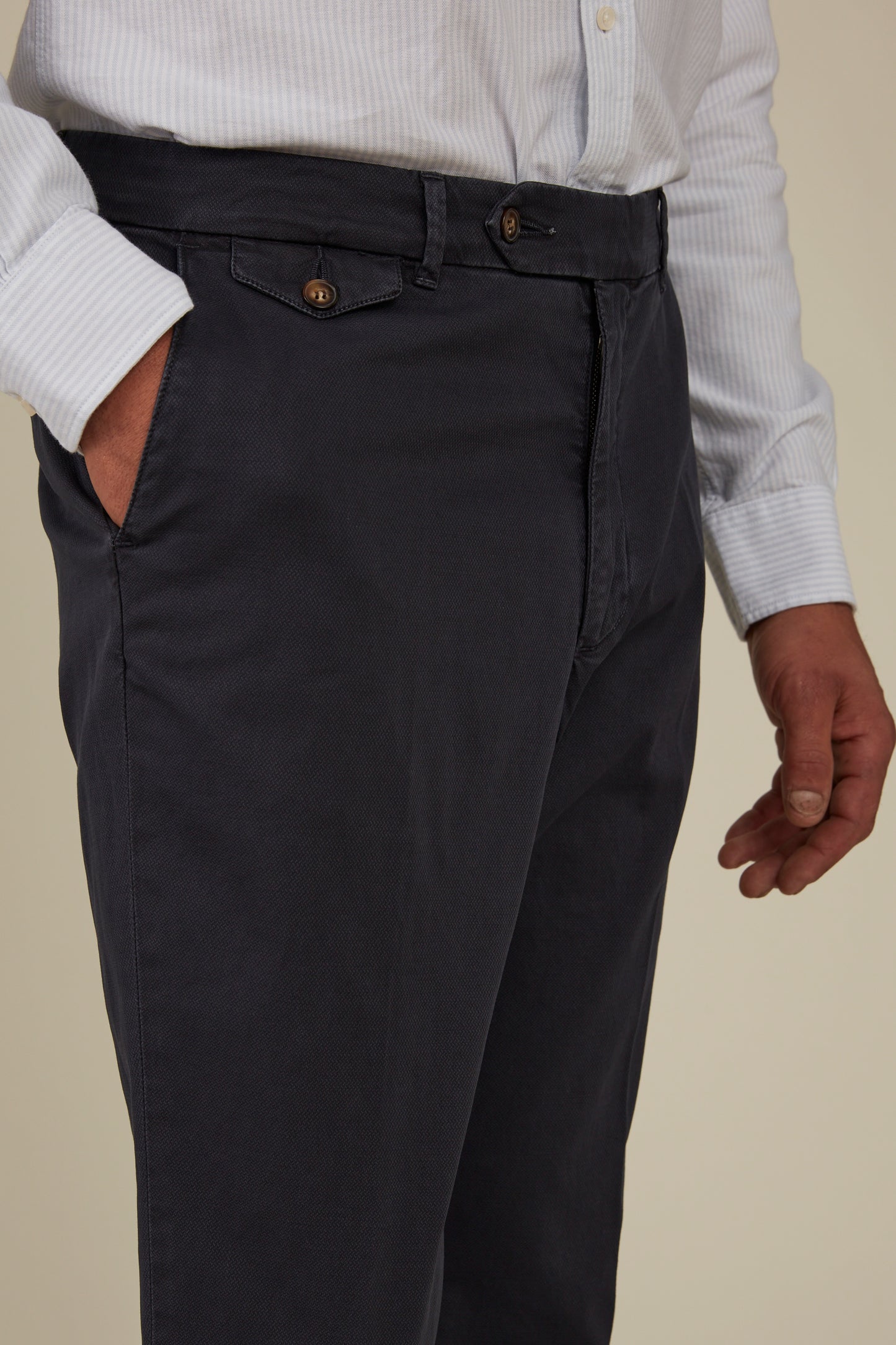 Textured Cotton Chino - Charcoal