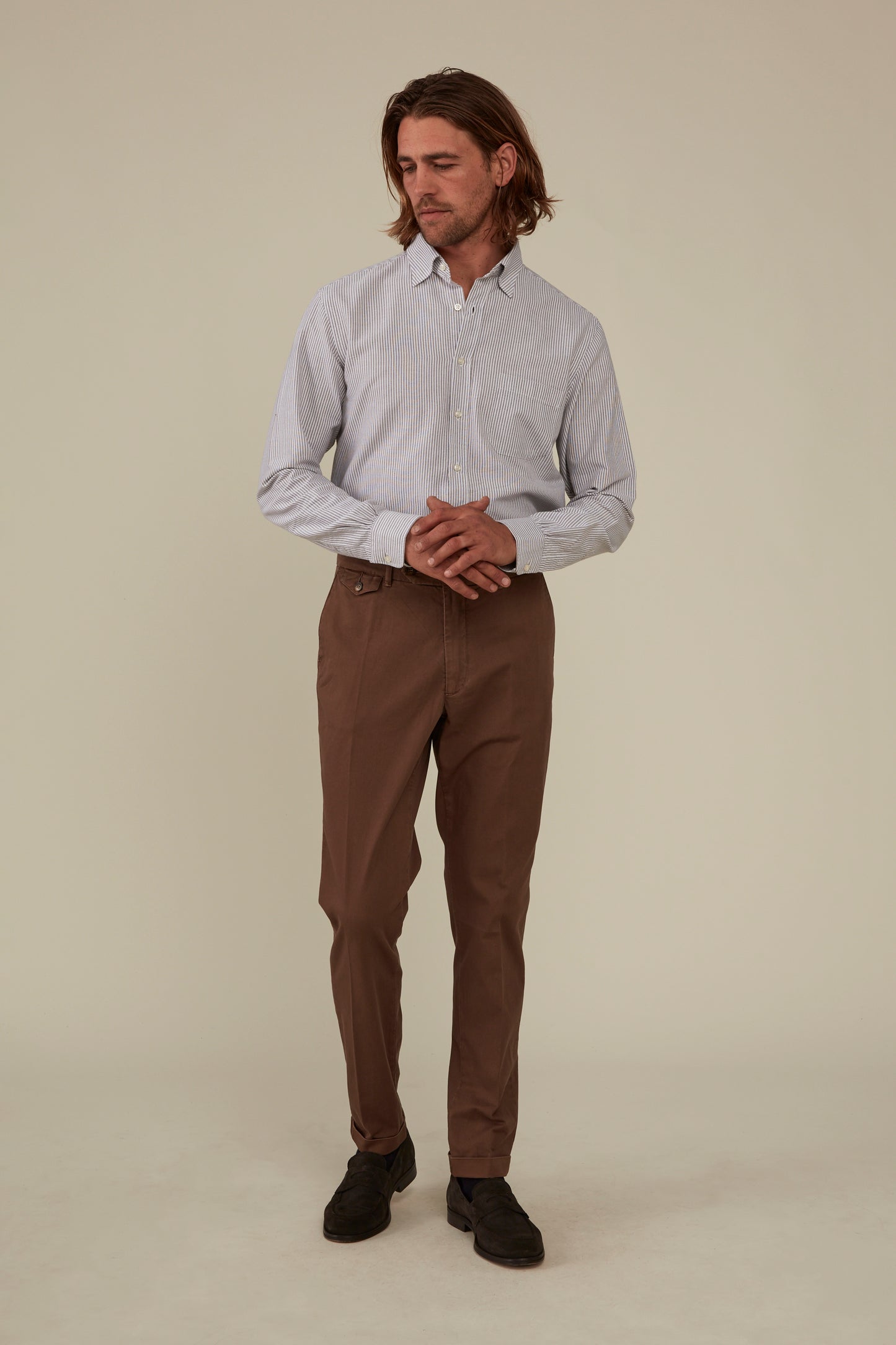 Textured Cotton Chino - Walnut