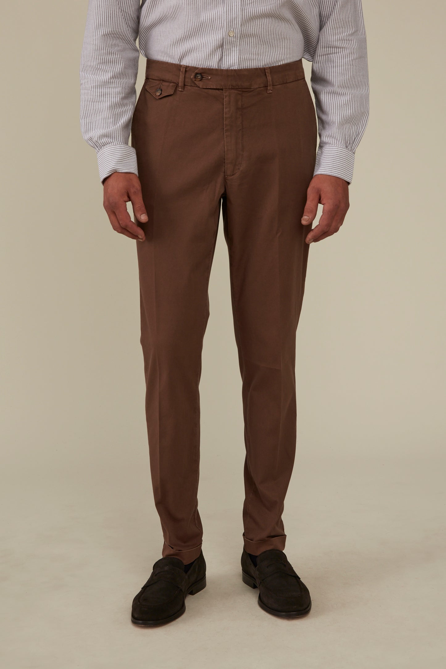 Textured Cotton Chino - Walnut