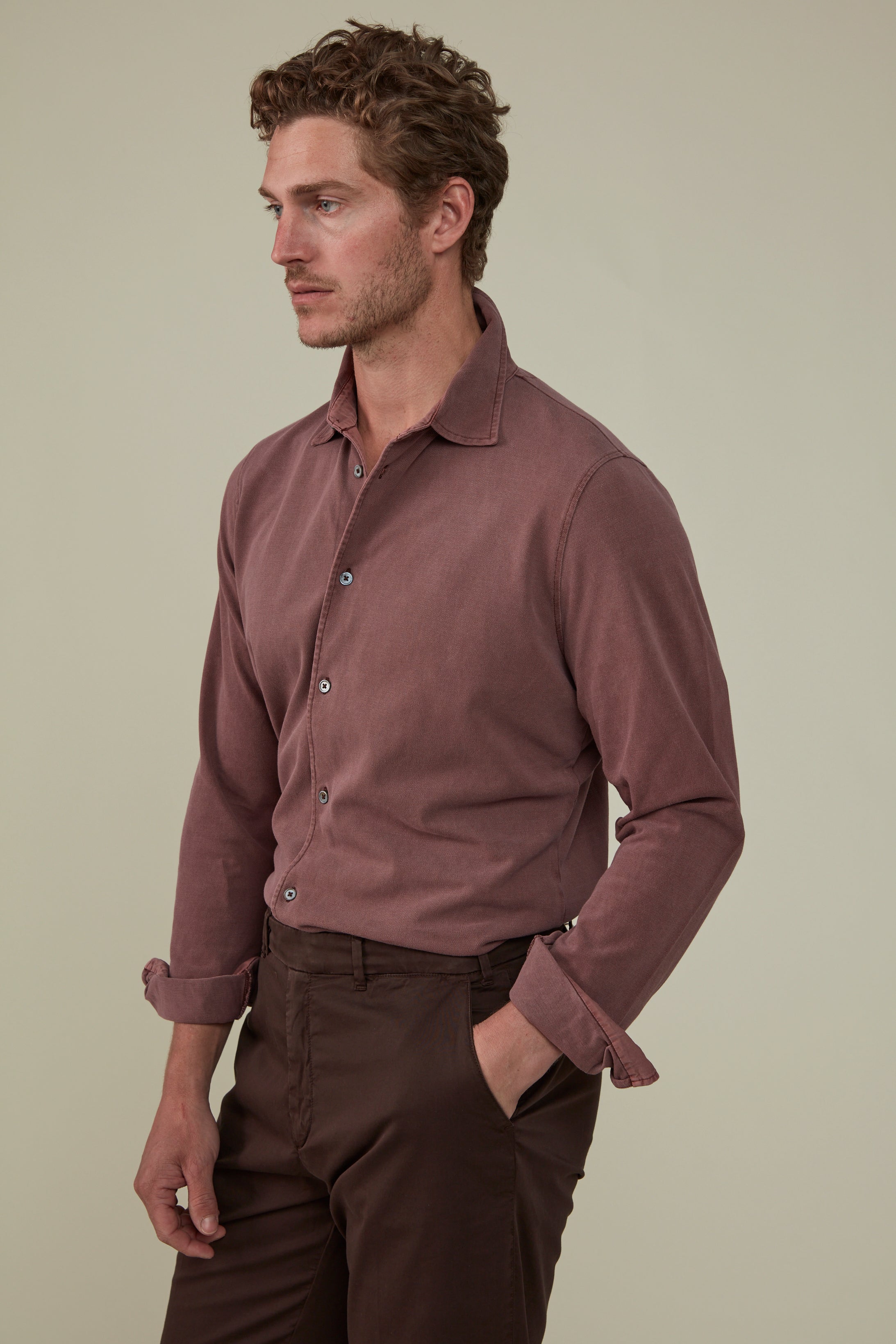 Noosa Long Sleeved Pique Cotton Shirt - Barbera