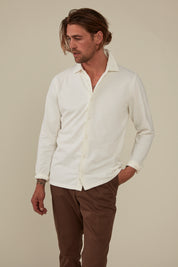 Noosa Long Sleeved Pique Cotton Shirt - Cumulus