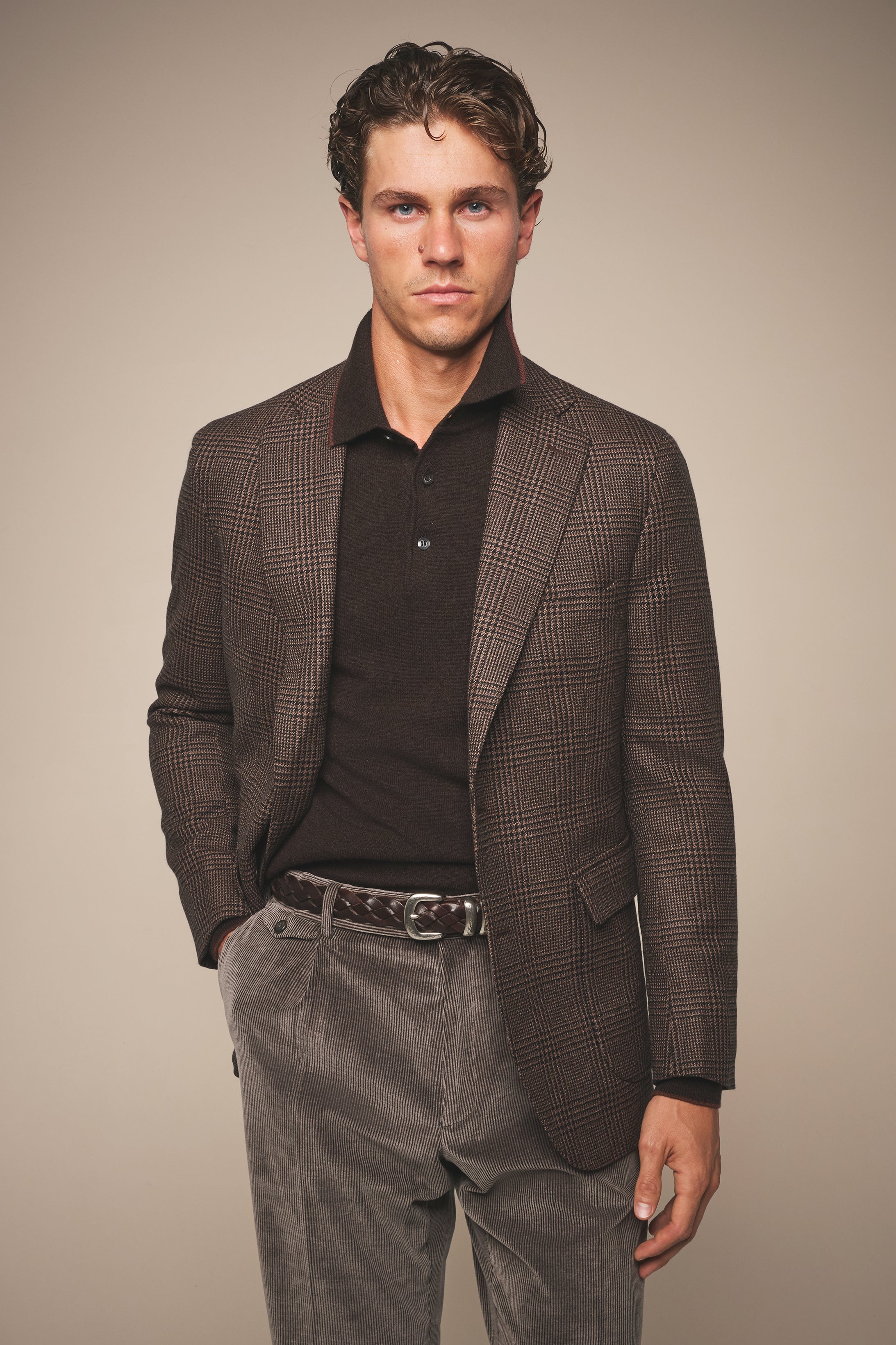 Apollo Blazer - Wool and Cashmere - Brown Prince of Wales