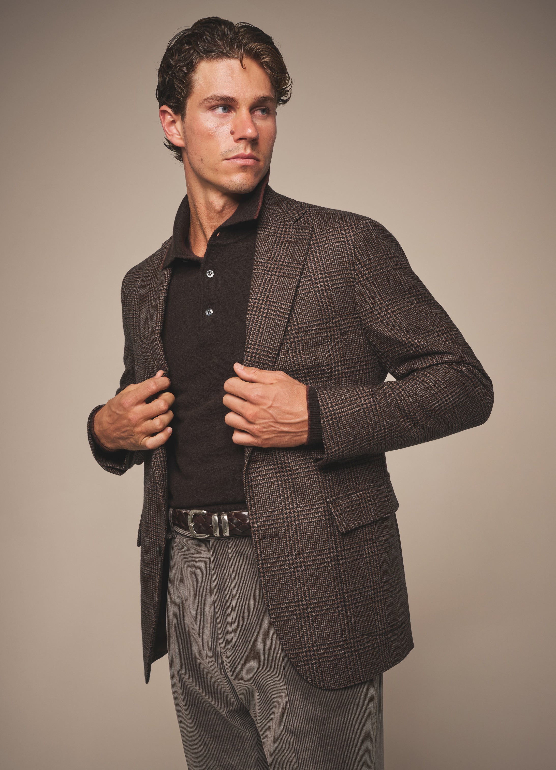 Apollo Blazer - Wool and Cashmere - Brown Prince of Wales