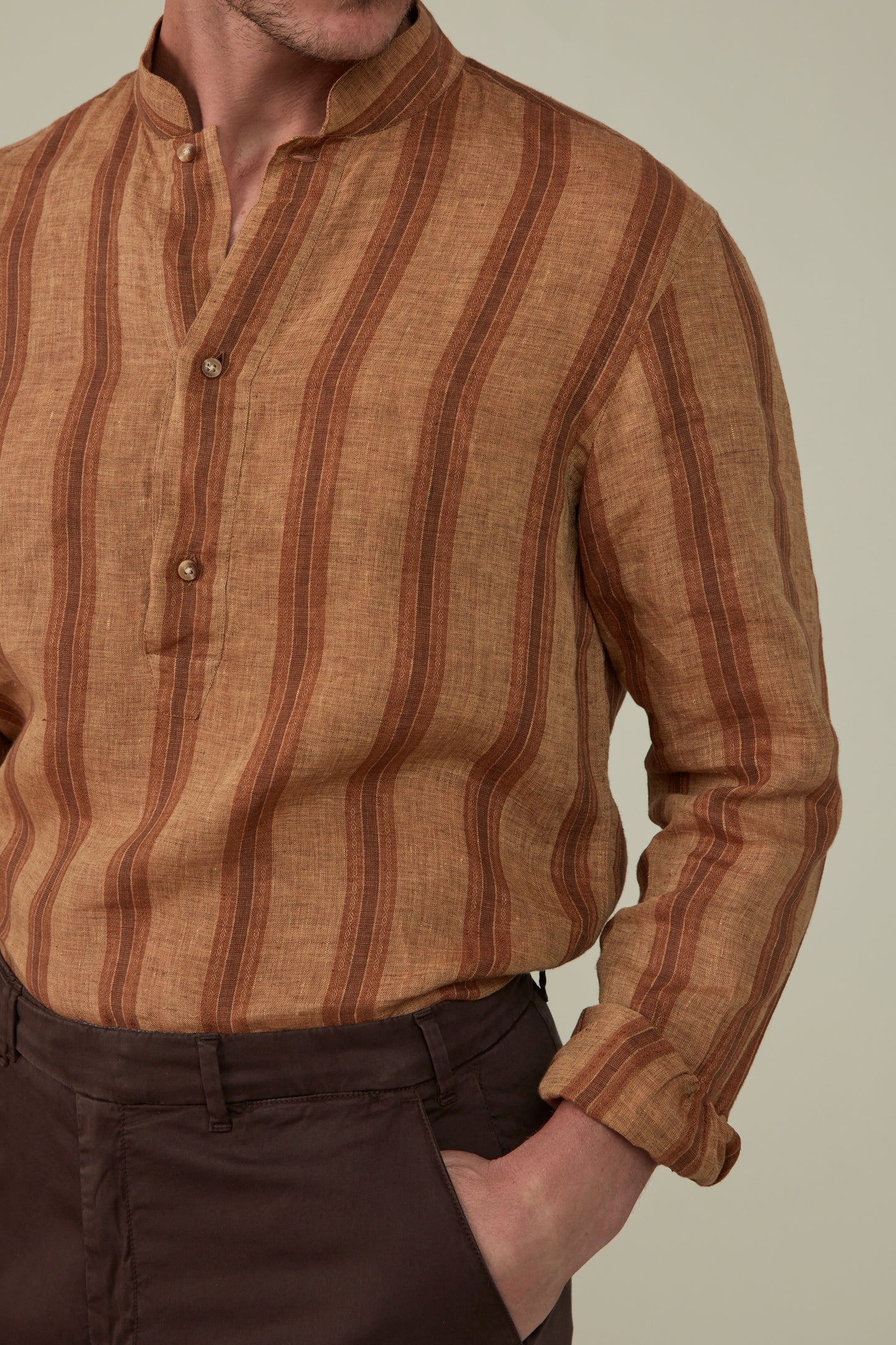 Linen Popover - Turmeric stripe - Very limited