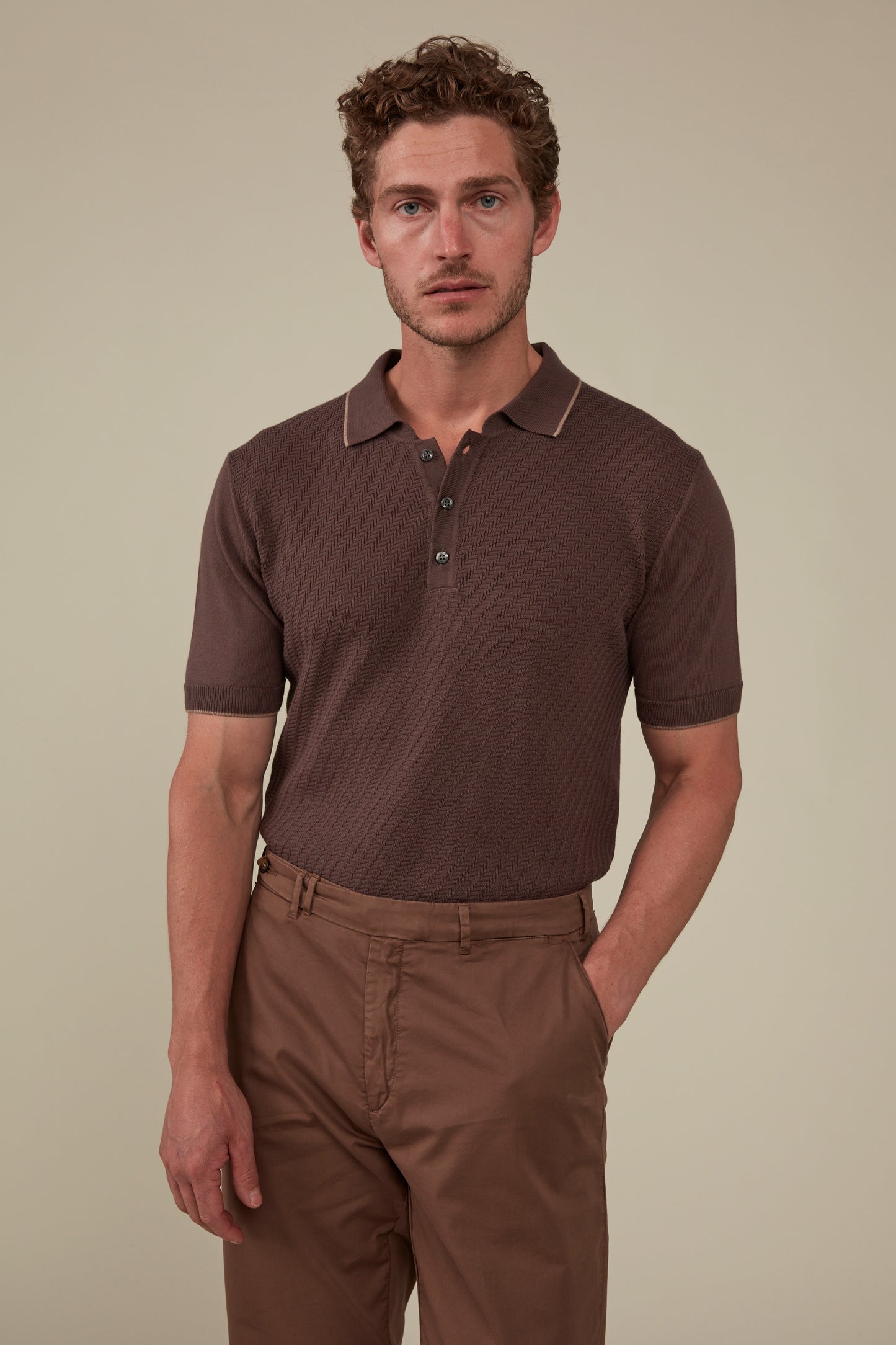 Sorrento Short Sleeved Knit Polo - Espresso