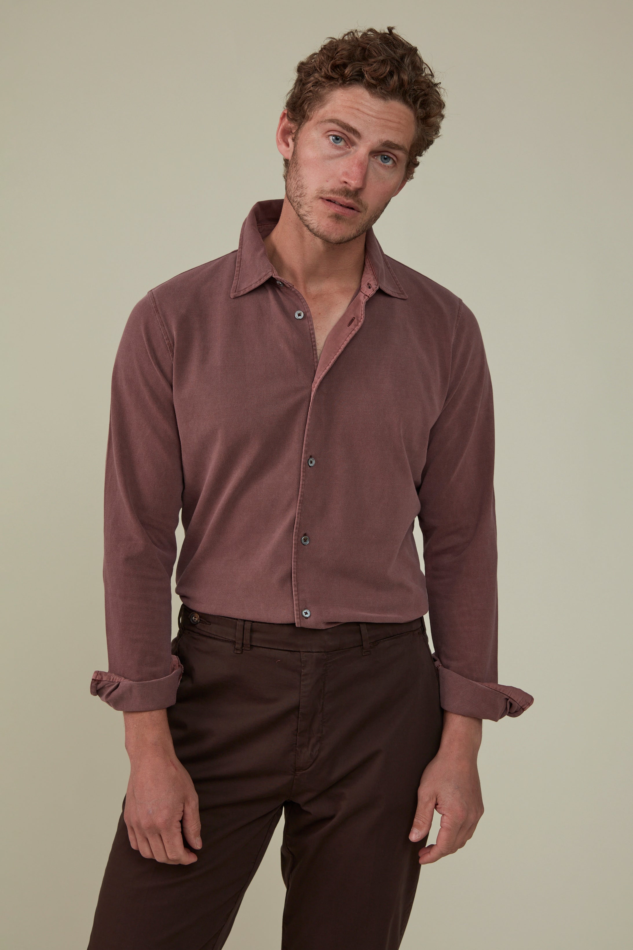 Noosa Long Sleeved Pique Cotton Shirt - Barbera