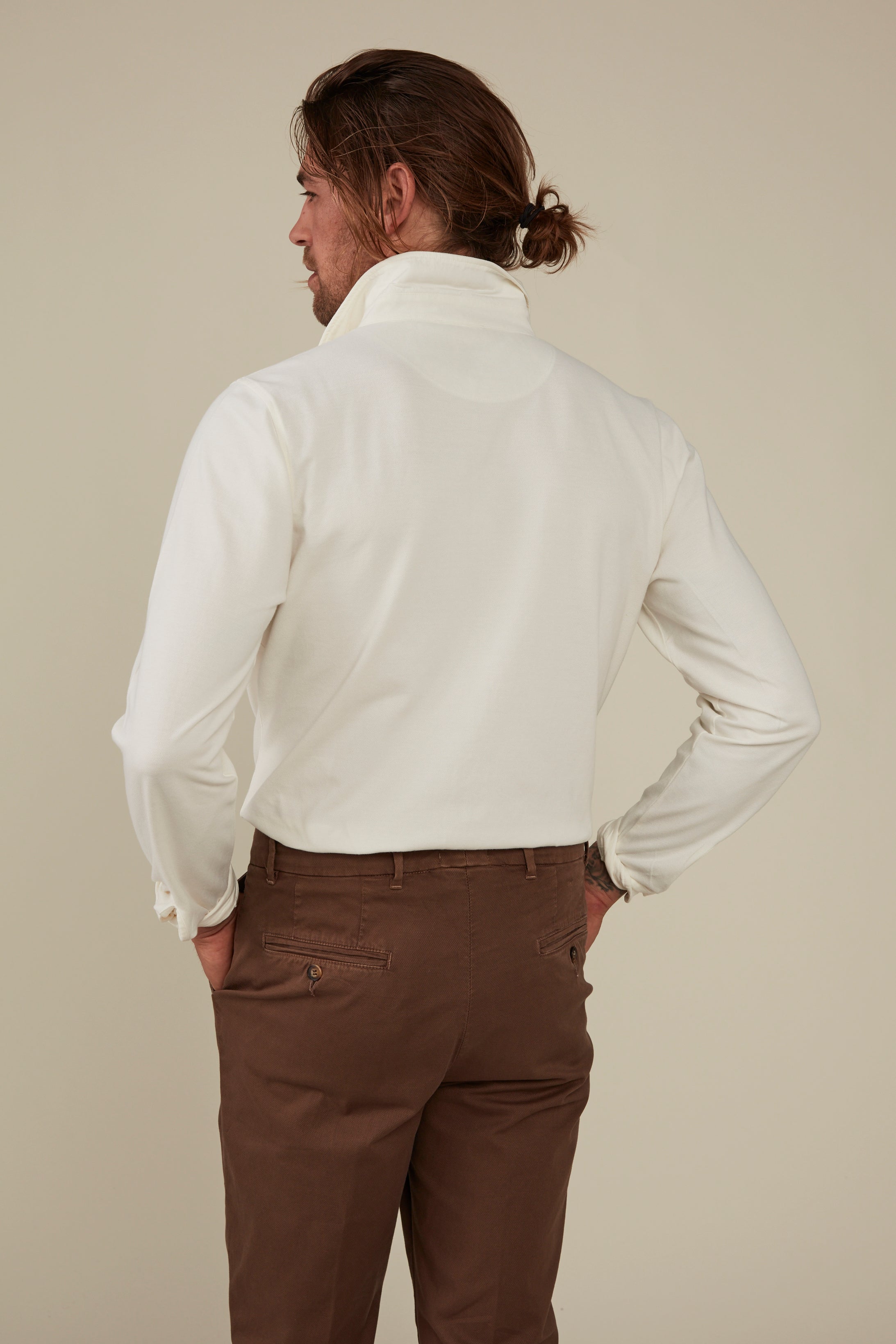 Noosa Long Sleeved Pique Cotton Shirt - Cumulus